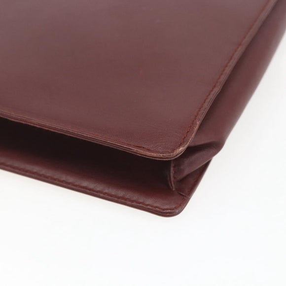 CARTIER Must Line Clutch Bag Leather Bordeaux Gold Auth bs32966