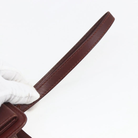 CARTIER Must Line Clutch Bag Leather Bordeaux Gold Auth bs32966