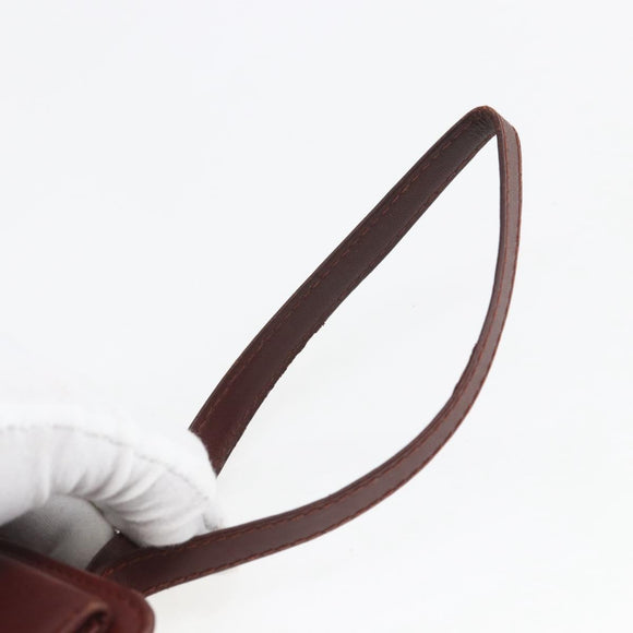 CARTIER Must Line Clutch Bag Leather Bordeaux Gold Auth bs32966