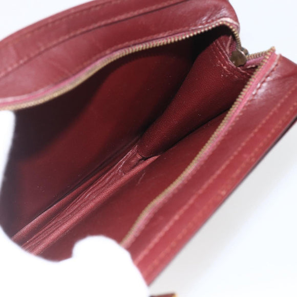 CARTIER Must Line Clutch Bag Leather Bordeaux Gold Auth bs32966