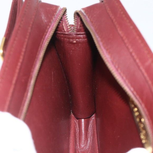CARTIER Must Line Clutch Bag Leather Bordeaux Gold Auth bs32966