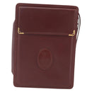 CARTIER Must Line Clutch Bag Leather Bordeaux Gold Auth bs32966-2