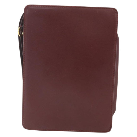 CARTIER Must Line Clutch Bag Leather Bordeaux Gold Auth bs32966