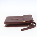 CARTIER Must Line Clutch Bag Leather Bordeaux Gold Auth bs32966-4