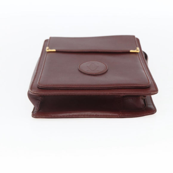 CARTIER Must Line Clutch Bag Leather Bordeaux Gold Auth bs32966