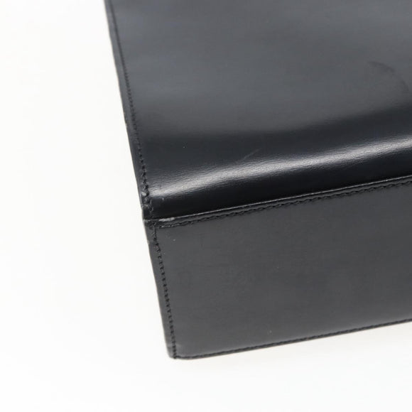 CARTIER Hand Bag Leather Black Silver Auth bs32968