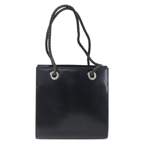 CARTIER Hand Bag Leather Black Silver Auth bs32968