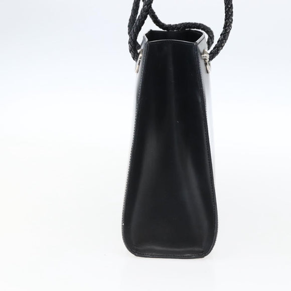 CARTIER Hand Bag Leather Black Silver Auth bs32968