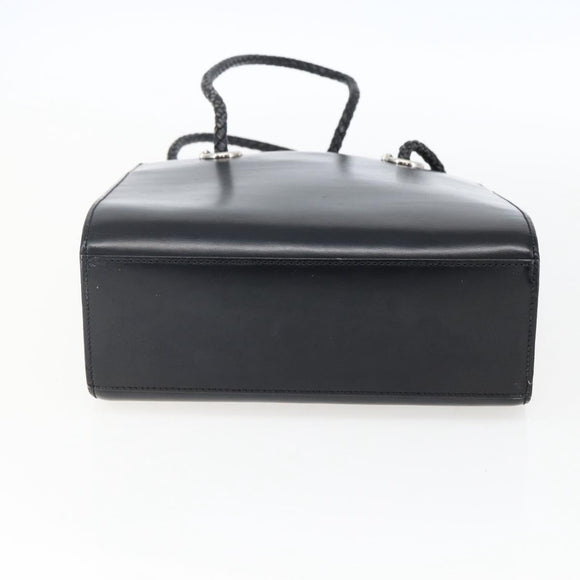 CARTIER Hand Bag Leather Black Silver Auth bs32968