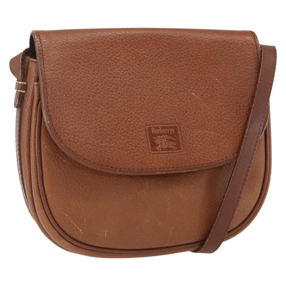 Burberrys Shoulder Bag Leather Brown Gold Auth bs32972