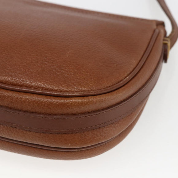 Burberrys Shoulder Bag Leather Brown Gold Auth bs32972