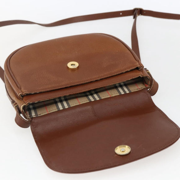 Burberrys Shoulder Bag Leather Brown Gold Auth bs32972