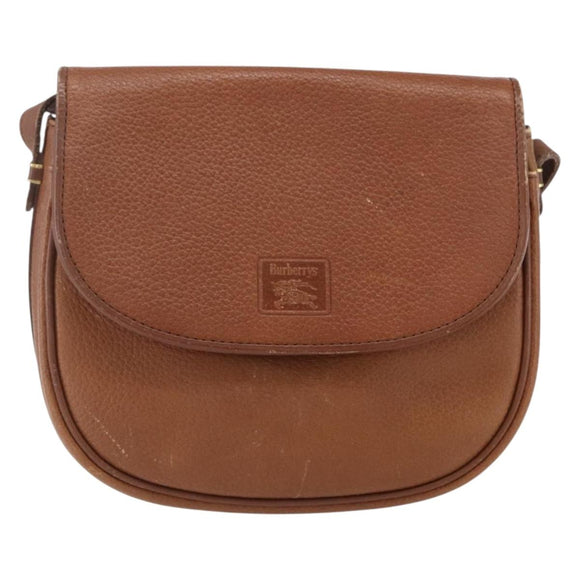 Burberrys Shoulder Bag Leather Brown Gold Auth bs32972