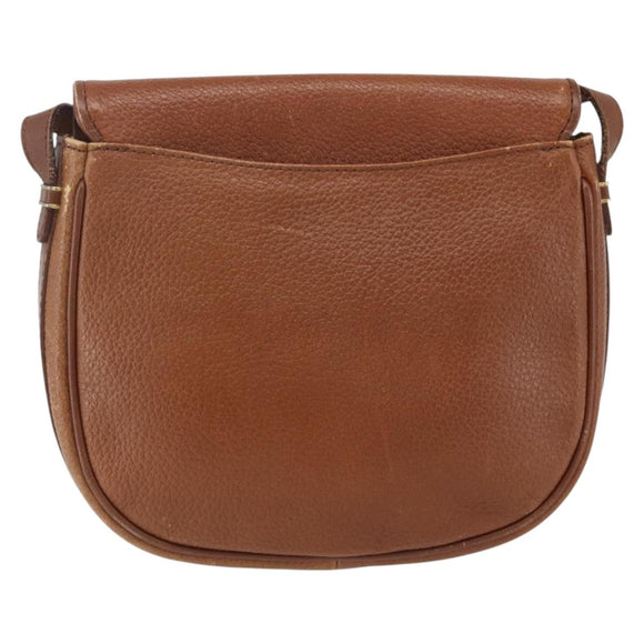 Burberrys Shoulder Bag Leather Brown Gold Auth bs32972
