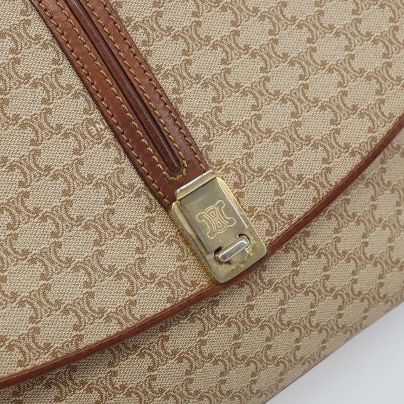 CELINE Macadam Canvas Shoulder Bag PVC Beige Gold Auth bs32974