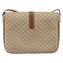 CELINE Macadam Canvas Shoulder Bag PVC Beige Gold Auth bs32974-2