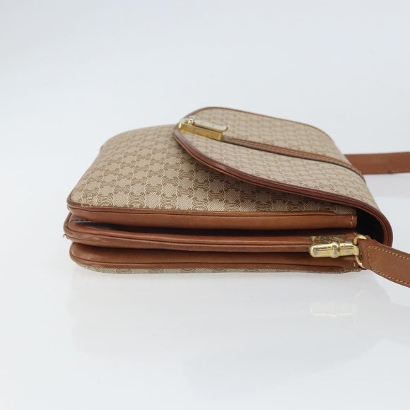 CELINE Macadam Canvas Shoulder Bag PVC Beige Gold Auth bs32974