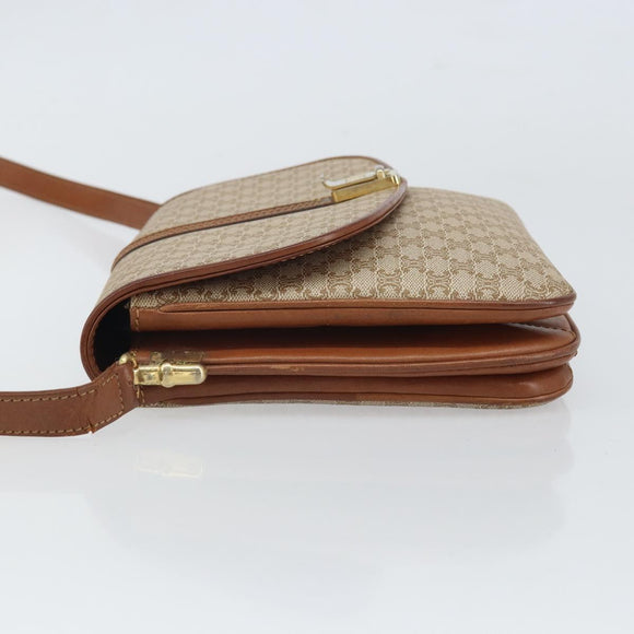 CELINE Macadam Canvas Shoulder Bag PVC Beige Gold Auth bs32974