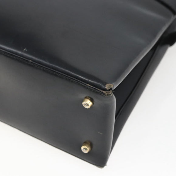 GUCCI Hand Bag Leather Black Gold 000 2113 0564 Auth bs32975