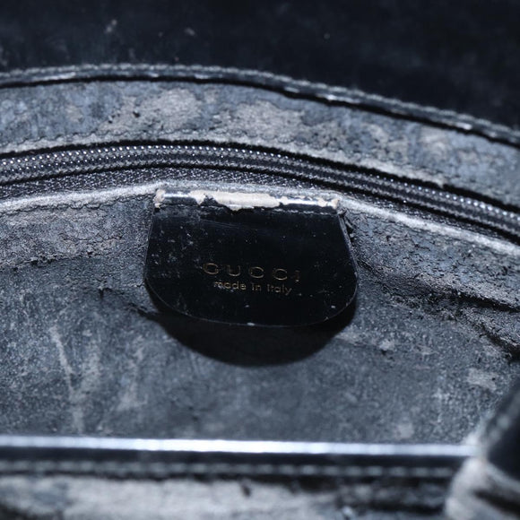 GUCCI Hand Bag Leather Black Gold 000 2113 0564 Auth bs32975