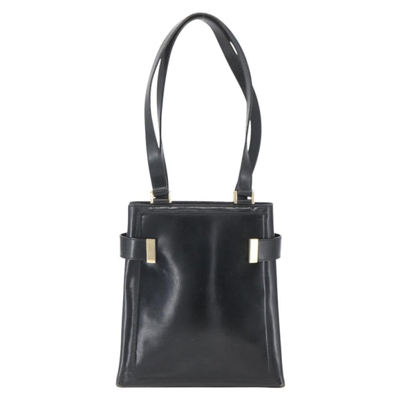 GUCCI Hand Bag Leather Black Gold 000 2113 0564 Auth bs32975