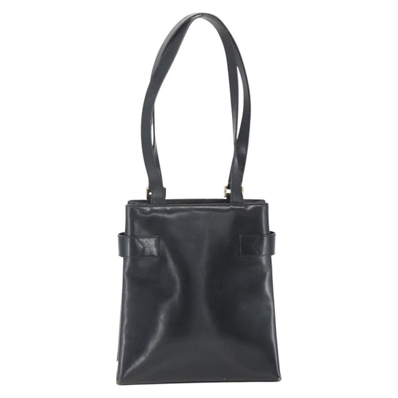 GUCCI Hand Bag Leather Black Gold 000 2113 0564 Auth bs32975