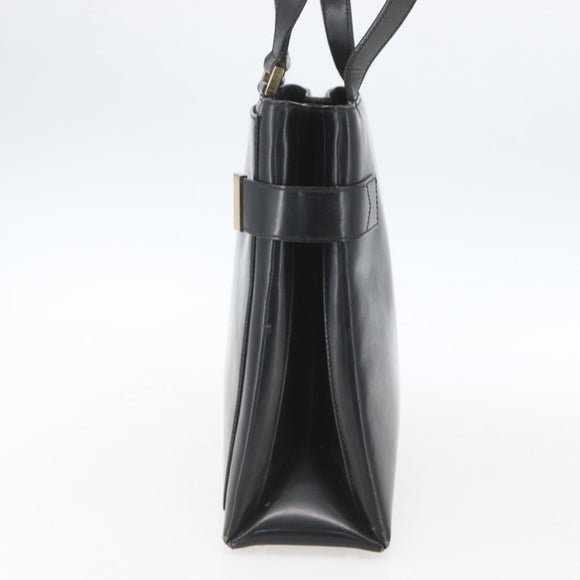 GUCCI Hand Bag Leather Black Gold 000 2113 0564 Auth bs32975