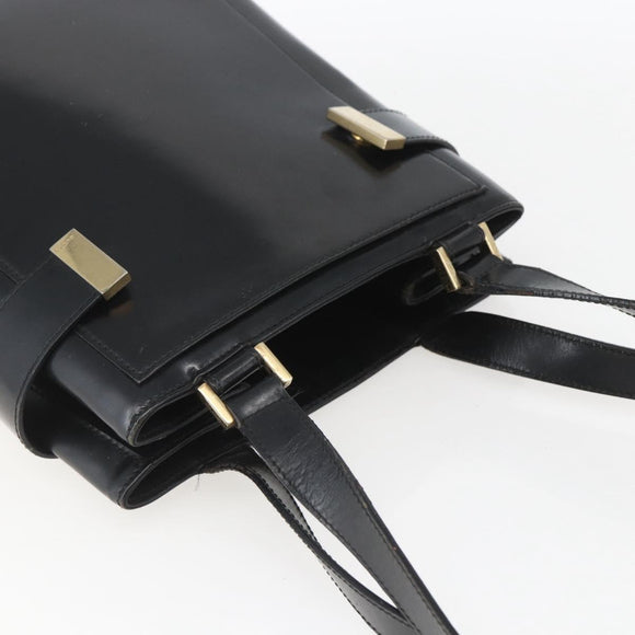 GUCCI Hand Bag Leather Black Gold 000 2113 0564 Auth bs32975