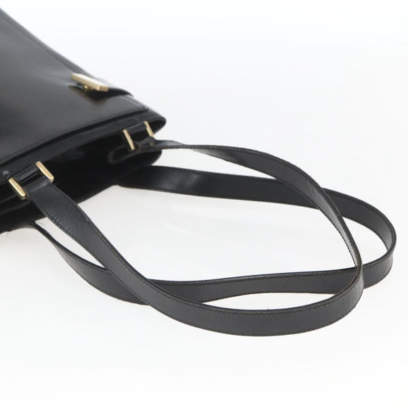 GUCCI Hand Bag Leather Black Gold 000 2113 0564 Auth bs32975
