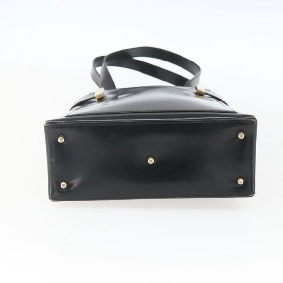 GUCCI Hand Bag Leather Black Gold 000 2113 0564 Auth bs32975