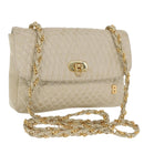 BALLY Shoulder Bag Leather Beige Gold Auth bs32976-1
