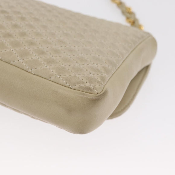 BALLY Shoulder Bag Leather Beige Gold Auth bs32976