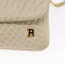 BALLY Shoulder Bag Leather Beige Gold Auth bs32976-17