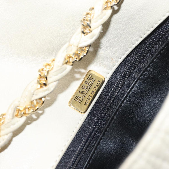 BALLY Shoulder Bag Leather Beige Gold Auth bs32976