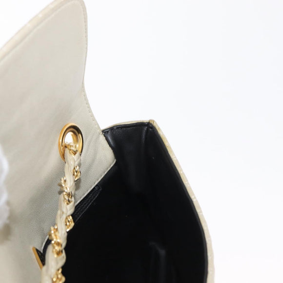 BALLY Shoulder Bag Leather Beige Gold Auth bs32976