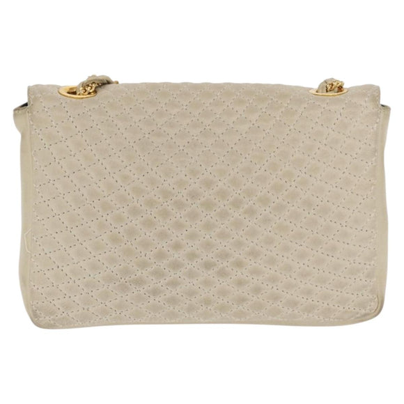 BALLY Shoulder Bag Leather Beige Gold Auth bs32976