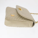 BALLY Shoulder Bag Leather Beige Gold Auth bs32976-3