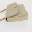BALLY Shoulder Bag Leather Beige Gold Auth bs32976-4