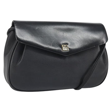 GIVENCHY Shoulder Bag Leather Black Gold Auth bs32977