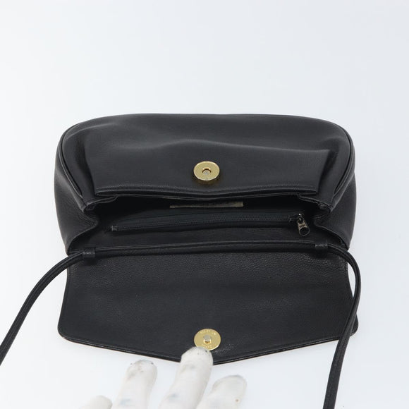 GIVENCHY Shoulder Bag Leather Black Gold Auth bs32977