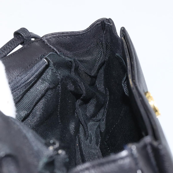 GIVENCHY Shoulder Bag Leather Black Gold Auth bs32977