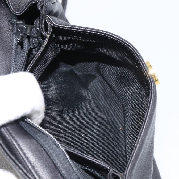 GIVENCHY Shoulder Bag Leather Black Gold Auth bs32977