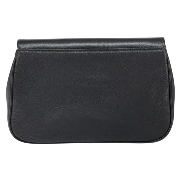 GIVENCHY Shoulder Bag Leather Black Gold Auth bs32977