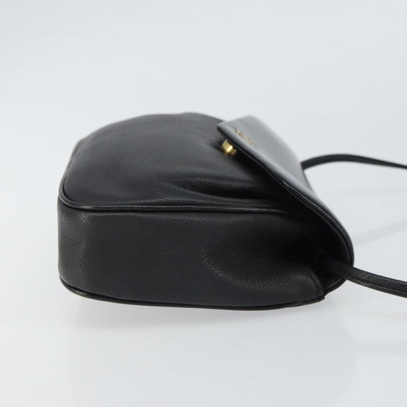 GIVENCHY Shoulder Bag Leather Black Gold Auth bs32977