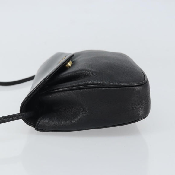 GIVENCHY Shoulder Bag Leather Black Gold Auth bs32977