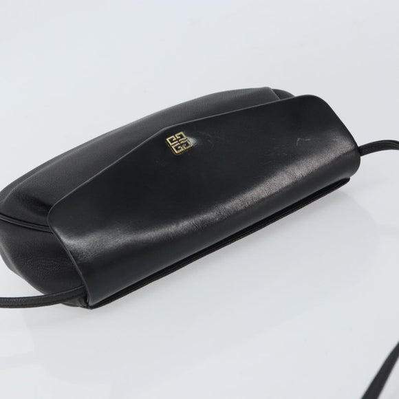 GIVENCHY Shoulder Bag Leather Black Gold Auth bs32977