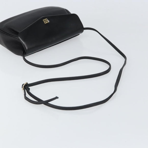 GIVENCHY Shoulder Bag Leather Black Gold Auth bs32977