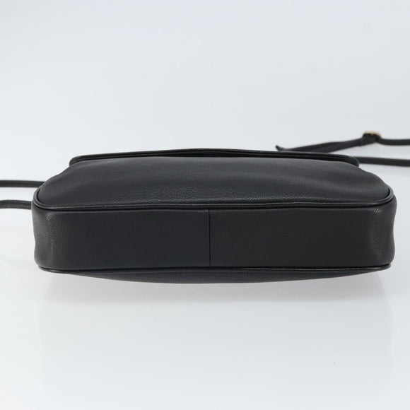 GIVENCHY Shoulder Bag Leather Black Gold Auth bs32977