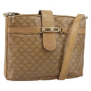 CELINE Macadam Canvas Shoulder Bag PVC Beige Gold Auth bs32978-1