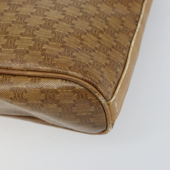 CELINE Macadam Canvas Shoulder Bag PVC Beige Gold Auth bs32978